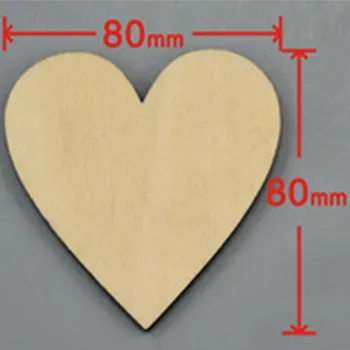 48pcs/maišas 80mm Tuščią nebaigtų mediniai širdies amatų reikmenys lazerio medienos Vestuvių dekoravimas mokymo 