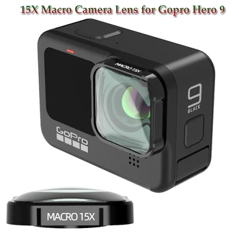 4K HD 15X Makro Fotoaparato Lęšis gopro hero 9 black Veiksmų Fotoaparato Optinio Stiklo Objektyvas Vlog Fotografavimo Papildomi Objektyvai, Priedai