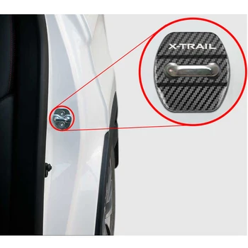 4pcs Auto Emblema Apsaugos Anglies pluošto modelis Durų spynos Dangtelį Atveju Nissan X TRAIL x-trail Reikmenys, Lipdukai