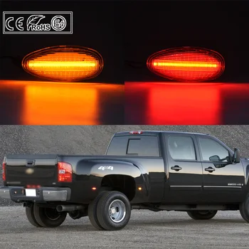 4pcs Priekiniai+Galiniai LED šoninis gabaritinis žibintas, skaidraus Lęšio Gintaro/Raudona MUMS Versija Chevrolet Silverado GMC Sierra