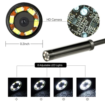 5.5 mm Objektyvas Endoskopą USB lankstus Gyvatė Vandeniui HD Vamzdžių Tikrinimo Kamera Borescope Endoskopą 6 LED, Skirta 