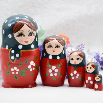 5 Sluoksnis rusijos Lėlės Raudona Mergaičių Stiliaus Matryoshka Lėlės Kūrybos Namų Puošybai Lėlės Medinės Lėlės Vaikų Švietimo Žaislai