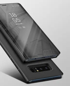 50PCS Samsung Galaxy S8 Plius Note8 / P9/ S9 plus Clear vaizdo Veidrodėlis Odos Apversti Stand Case Cover 