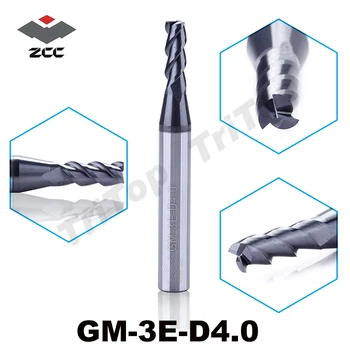 5vnt/lot 4 mm pabaiga malūnas fresas metalo duro cnc frezavimo įrankis ZCC.CT GM-3E-D4.0 kieto Karbido 3 fleita tiesiu kotu frezavimo cutter