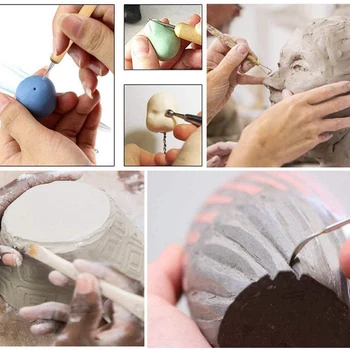 61PCS Keramikos Molio Įrankiai Nustatyti Polimero Molis Įrankiai, Keramikos Įrankių Rinkinį Mediniame Keramikos Skulptūrų Molio Valymo Įrankių Rinkinys