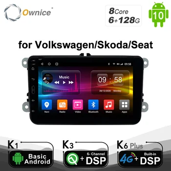 6G 128G 1208*720 IP Ownice Android 10.0 Automobilio Radijo, GPS Volkswagen/Skoda/Seat Auto Garso Galvos Vienetas Sistema SPDIF HDMI 4G LTE