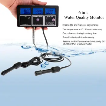 6in1 Vandens Kokybės Testeris Stebėti Akvariumo Vandens Temperatūra, pH EB PLG TDS Matuoklis