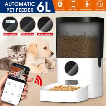 6L Smart Automatic Pet Feeder Matomas Padengti Pet Šuo, Katė Maisto Dozatorius Nuotolinio Valdymo PROGRAMĖLĘ Laikmatis [Video/WiFi/Mygtuką Versija]