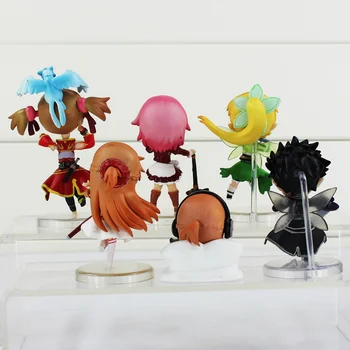 6pcs/Daug 6cm Kardas Meno Internete Pasakų Šokių Kirito Asuna Lefa SAN PVC figūrėlių, Žaislai