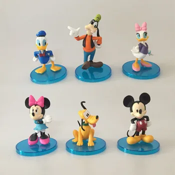 6PCS Disney Duomenys Minnie Mouse Mickey Mouse Gimtadienio Tortas Dekoravimo, 9cm PVC figūrėlių, Vaikai, vaikams, Žaislai, Dovanos 2Y08
