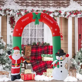 7.87 ft Kalėdų Pripučiami Led Šviesos Kalėdų Senelis ir Sniego Arka, Kalėdų Papuošalai Kieme Lauko Sodo Vejos ES Plug