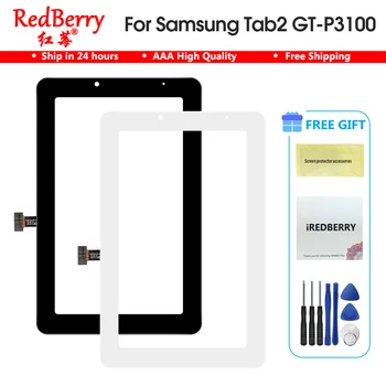 7 colių Samsung P3110 Galaxy Tab 2 7.0 P3100 Jutiklinis Ekranas Tab2 GT-P3100 Planšetinį kompiuterį lietimui skaitmeninis keitiklis Stiklas Baltas Juodas