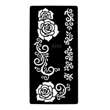 8 Gabalėliai, Rožių Gėlių Modelio Henna Tatuiruotė Trafaretas Dažų Purkštuvas Dažymą Spalvotas Piešimo Moterų Kūno Meno Įrankis Tatuiruotė Šablonai S200#09