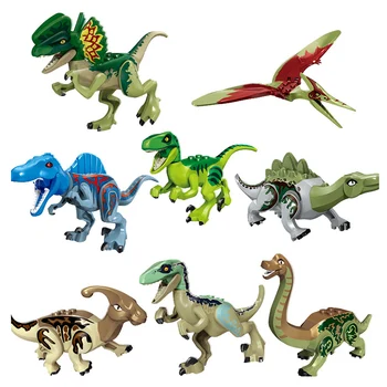 8Pcs/daug Naujų Dinozaurų Rex Dilophosaurus Tyrannosaurus Pav Blokai Modelis Žaislas Vaikams