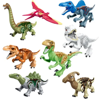 8Pcs/daug Naujų Dinozaurų Rex Dilophosaurus Tyrannosaurus Pav Blokai Modelis Žaislas Vaikams