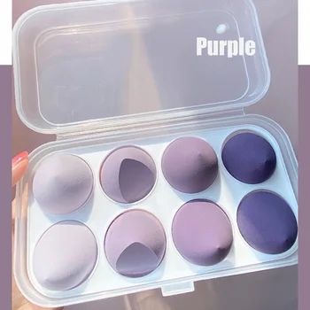 8Pcs Kosmetikos Kempine Foundation Powder Puff Įvairių spalvų vandens lašelius ir Sausa Ir Drėgna Kempine Powder Puff Su dėžute