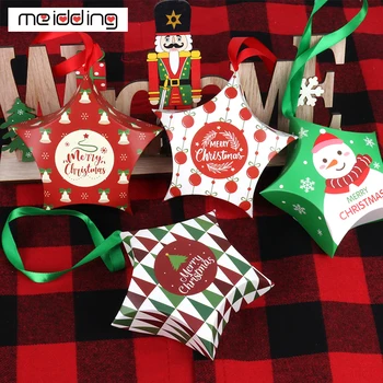 8pcs pentagram 12cm mini dovanų saldainių pakuotės kalėdų kabinti ornamentu su virve kalėdų dovana starbox santa gimdymo naujųjų metų krepšys