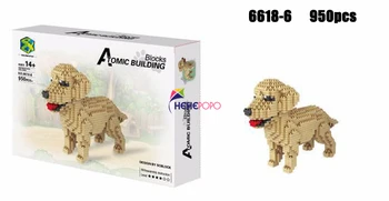 950pcs+ 6618-6 auksaspalvis Retriveris Blokuoti Šunų Augintiniai Kūrimo Bloką, Mini Plytų Modelio Mielas Surinkti 