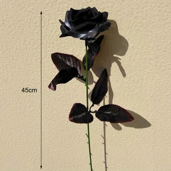9pcs/Set Dirbtinės Juodosios Rožės Gėlių Puokštė Modeliavimas Augalų Nekilnojamojo Touch Netikrą Gėlės Namuose Vestuvių Dekoravimas Gėlių