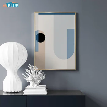 Abstract Blue Geometrinės Formos Sienos Meno Derliaus Plakato Spauda, Drobė, Tapyba Minimalistinio Sienos Nuotraukas Kambarį Namų Dekoro