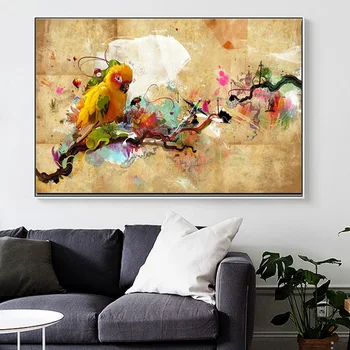 Abstraktaus Meno Dažų Papūga Paukštis Naftos Tapyba ant Drobės, Plakatų ir grafikos Modernios Sienos Meno Nuotrauką Kambarį Cuadros