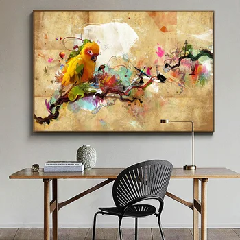Abstraktaus Meno Dažų Papūga Paukštis Naftos Tapyba ant Drobės, Plakatų ir grafikos Modernios Sienos Meno Nuotrauką Kambarį Cuadros