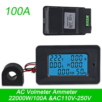 AC 22000W 250V 100A Skaitmeninis Įtampos Metrų Elektros Energijos Voltmeter Ammeter Indikatorius Srovė Amperais Volt Wattmeter Testeris Detektorius