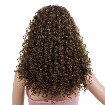 Afro Sintetinių ombre keistą garbanotas perukas 59cm ilgio juoda burg curl perukai moterims