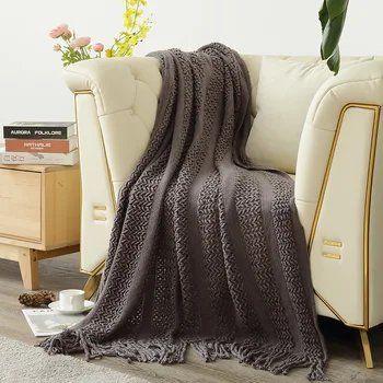 Aggcual Tuščiaviduriai mados sofos antklodė miegamojo puošmena kutas megzti mesti antklodę Lova padengti Šiaurės šalikas storas šalikas minkštas b134