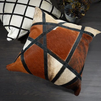 Aikštėje karvės odos kailinius pagalvė pagalvėlės, be pagrindinių , natūralios rudos spalvos rankų nekilnojamojo karvės odos mesti baldų apmušalų