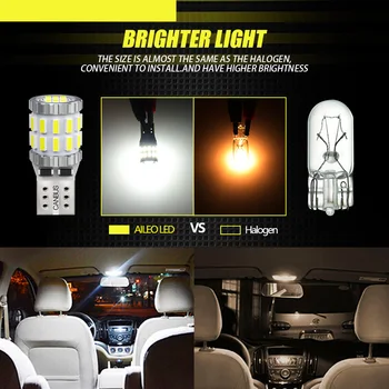 AILEO 2x T10 W5W Canbus LED lemputes 168 194 SMD 3014 Pleišto Stovėjimo Šviesos Licenciją Plokštelės Šviesos Šalinimas Šviesos Skaitymo Lempos, Balta