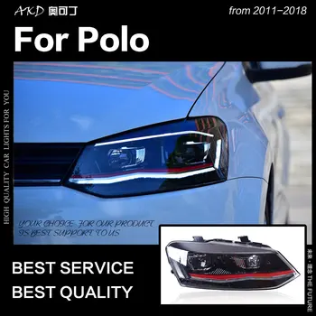 AKD Automobilių Stilius VW Polo Žibintai 2011-2018 Vento LED Žibintų Naujas Polo Dizainas DRL Hid Žibintas Bi Xenon Šviesos Priedai