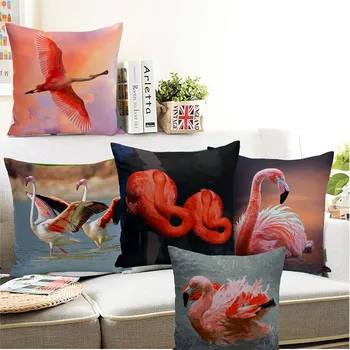 Akvarelės Meno Aliejaus Tapybai Flamingo Paukščių Dekoratyvinės Pagalvėlės, Pagalvėlės Dangtis Nustatyti Kambarį Namų Dekoro Priedai