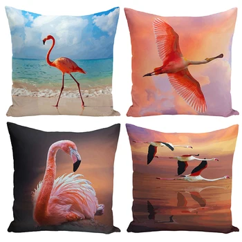 Akvarelės Meno Aliejaus Tapybai Flamingo Paukščių Dekoratyvinės Pagalvėlės, Pagalvėlės Dangtis Nustatyti Kambarį Namų Dekoro Priedai