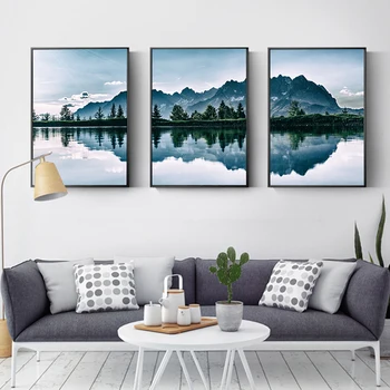 Alpių Ežero Atspindys Kraštovaizdžio Nuotraukos Skandinavijos Plakatą, Gamtovaizdis, Gamta Drobė Sienos Menas Spausdinti Tapybos Šiaurės Decoation