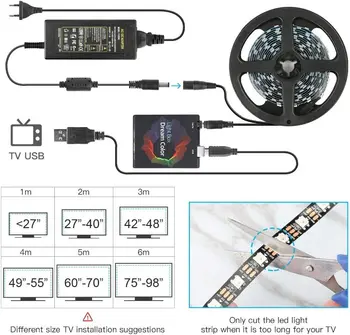 Ambilight-Kit USB LED Šviesos Juostelės 5050 RGB Svajonių Spalva ws2812b Juostelės TV KOMPIUTERIO Ekrano Apšvietimas Apšvietimo 1M 2M 3M 4M 5M