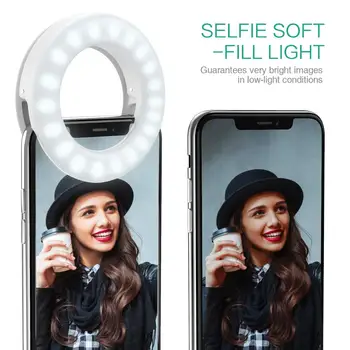 AMIR Selfie Žiedas Šviesos Telefono Kamera Šviesos diodų (LED) Įrašą apie Žiedas Šviesos USB Led Ratas Clip-on Selfie Šviesos už Telefoną, Tabletės