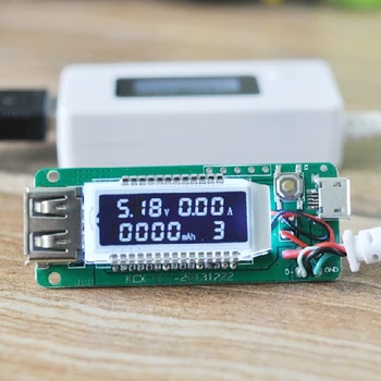 Ammeter LCD ekranas Mini USB Įtampa Srovės talpa Ekranas testeris, matuoklis Detektorius Mobiliojo galia testeris 3V-7V
