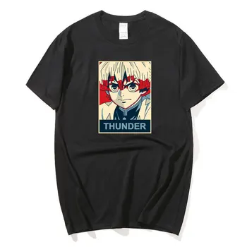 Anime Demon Slayer Vasaros Zenitsu Inosuke Print T-shirt Harajuku vyriški trumpomis Rankovėmis marškinėliai Streetwear off baltos Mentės žlugimo