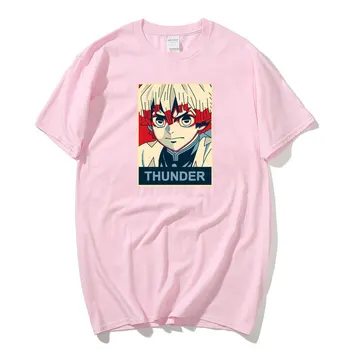 Anime Demon Slayer Vasaros Zenitsu Inosuke Print T-shirt Harajuku vyriški trumpomis Rankovėmis marškinėliai Streetwear off baltos Mentės žlugimo