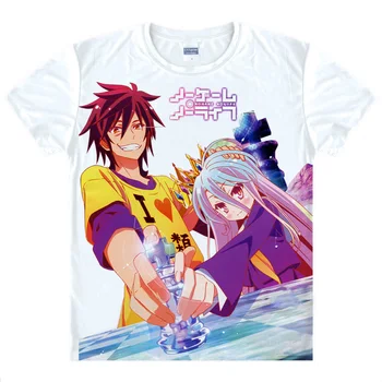 Anime Ne Žaidimas, Ne Gyvybės Shiro & Sora Cosplay marškinėliai trumpomis Rankovėmis Atsitiktinis Tee Viršuje Custom Made 