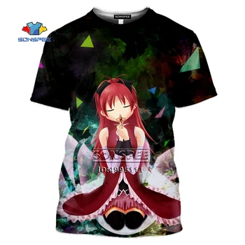 Anime Puella Magi Madoka Magica 3D Spausdinimo vyriški T-shirt Harajuku O-kaklo marškinėliai Vyrams, Atsitiktinis Hip-Hop Marškinėlius trumpomis Rankovėmis sportiniai Kostiumai