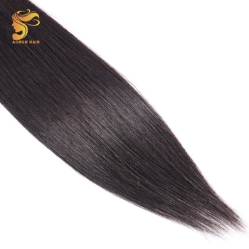 AOSUN PLAUKŲ Brazilijos Tiesiai Žmogaus Plaukų priauginimas 8-30inch Natūralių Spalvų 1 vnt Plaukų Pynimas Remy Plaukų Ryšulių Nemokamas Pristatymas