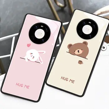 App Muzikos Šviečia Galinio Dangtelio Huawei Mate 40 30 P40 Pro Plus 30 P20 Pro Mielas Bear Rabbit Blizgučiai Apsaugos Telefono Korpuso Atveju