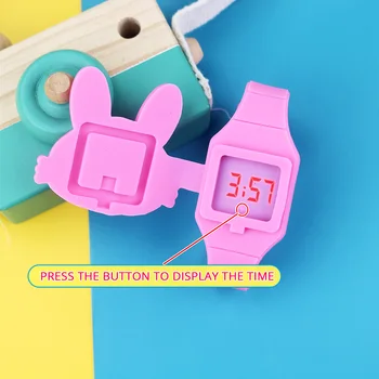 Apversti Padengti Silikono Elektroninių Vaikams Laikrodžiai Vaikai Mielas Triušis Animacinių Merginų Žiūrėti Berniukai Studentų Laikrodis Reloj Infantil Saati