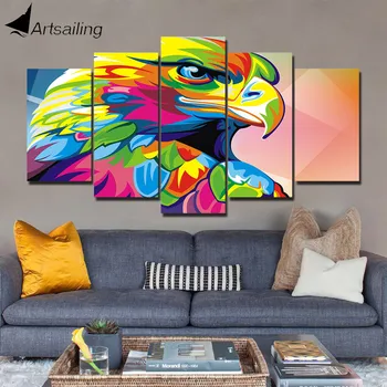 Artsailing 5 gabalas tapybos spalvinga liūtas tapybos liūtas, dramblys šuo žirafa erelis lokys gyvūnų tapybos sienos menas drobė HD spausdinti