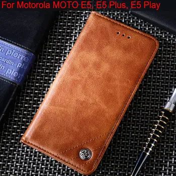 Atveju, Motorola MOTO E5 plius žaisti Prabangus Odinis Flip cover Stovėti Kortelės Lizdas Be magnetai MOTO E5 Plius Žaisti atveju funda
