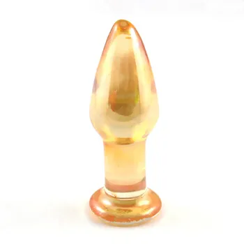 Aukso 9.5*3cm Mažas pyrex stiklo užpakalis analinis kaištis slim kristalų dildo Sekso produktai Stiklo Analinio Sekso žaisliukai Vyrams ir Moterims gėjų