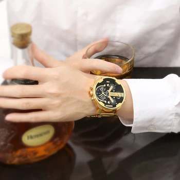 Aukso laikrodis Vyrams, Garsaus Prekės ženklo Cagarny Vyrų Kvarciniai Laikrodžiai Vyras Nerūdijančio Plieno Dviguba Kartus Karinės Relogio Masculino Vyrų Laikrodis