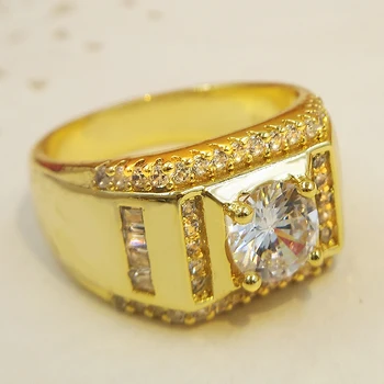 Aukso Spalvos Nerūdijančio Plieno Vyrų Mados Žiedas Grupių Kubinių Cirkonio Kristalų Aikštėje Žiedus Žmogus Vestuves Žiedas Papuošalai anel